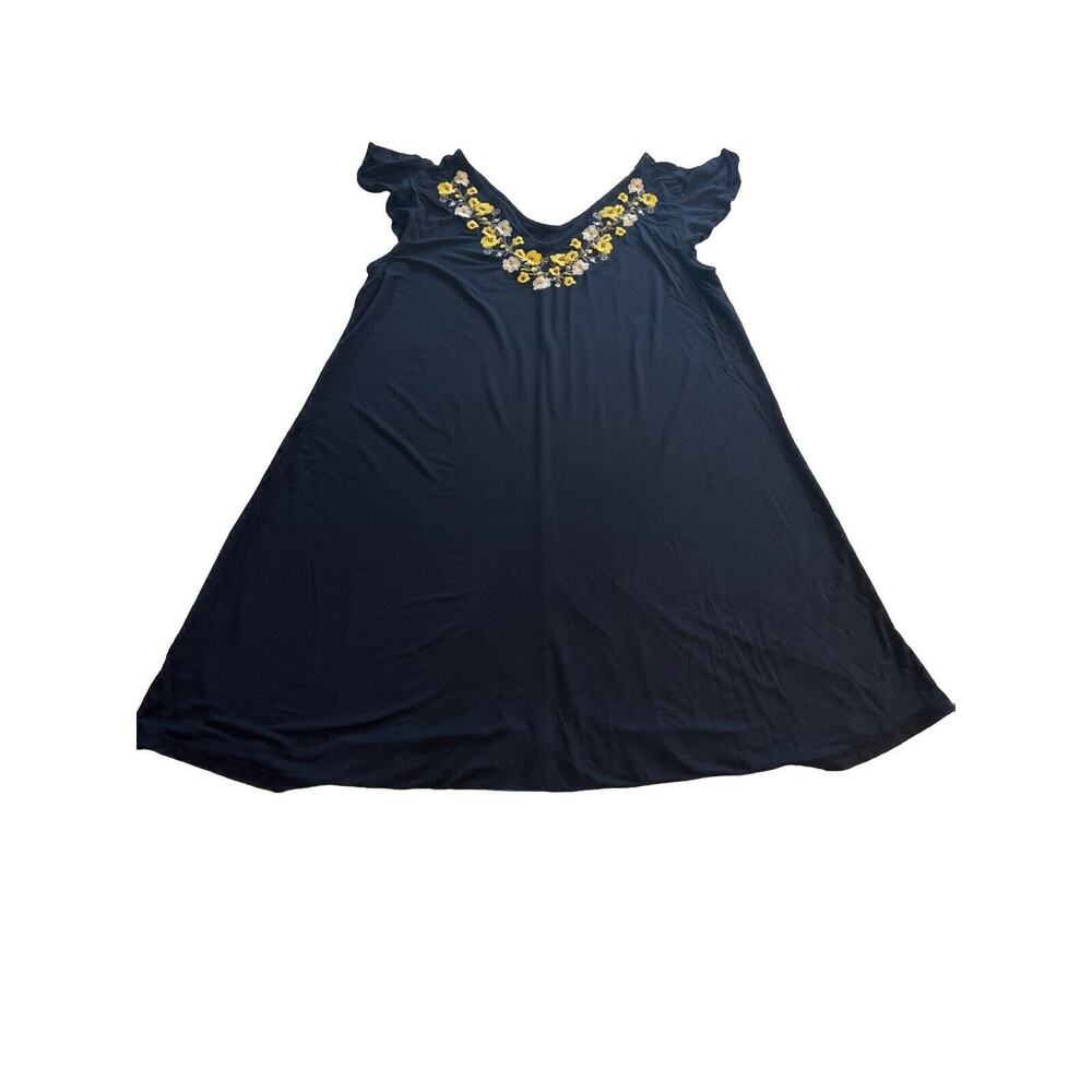 Loft Ann Taylor Size small petite Womens Dress Embroidered Floral Knit blue - Picture 3 of 8